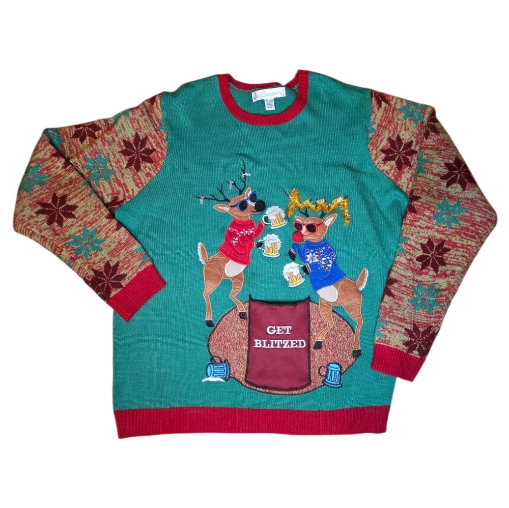 JOLLY SWEATERS ‘Get Blitzed’‎ Ugly Christmas Sweater - Size XXL